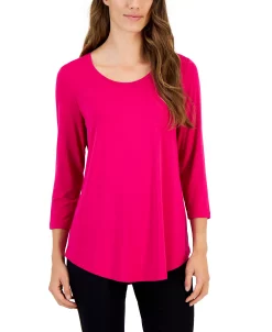JM Collection 3/4-Sleeve Solid Tunic Top, Created For Macy's -Anne Klein Sales Store 22372116 fpx