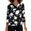 Alfani Women's Cowlneck 3/4-Sleeve Top, Created For Macy's