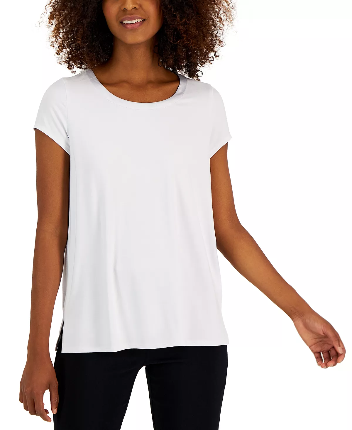 Alfani Women's Satin-Trim Scoop-Neck Top, Created For Macy's 1 Alfani Women's Satin-Trim Scoop-Neck Top, Created For Macy's