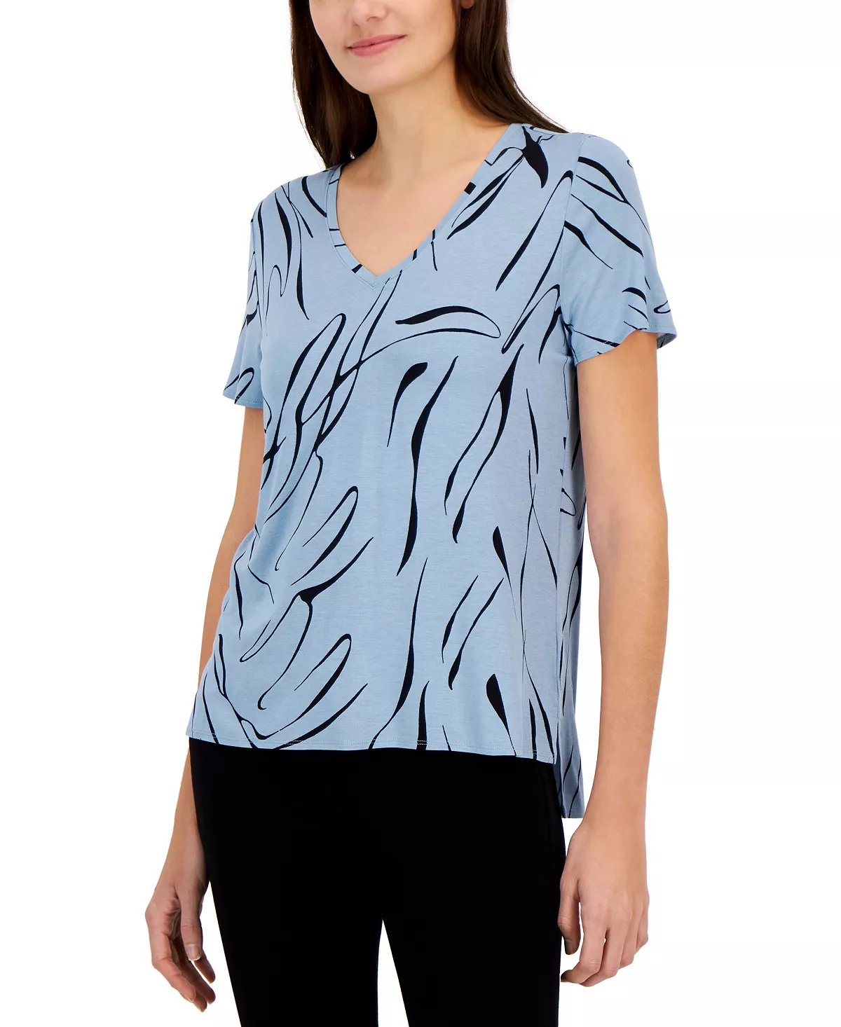 Alfani Women's Printed V-Neck T-Shirt, Created For Macy's 1 Alfani Women's Printed V-Neck T-Shirt, Created For Macy's