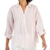 Charter Club Women's Linen Metallic-Stripe Top, Created For Macy's