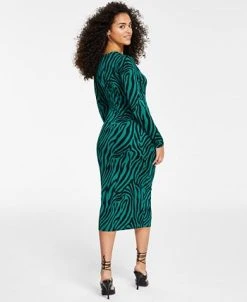 Bar III Women's Twisted Cutout Printed Midi Dress, Created For Macy's -Anne Klein Sales Store 22408137 fpx
