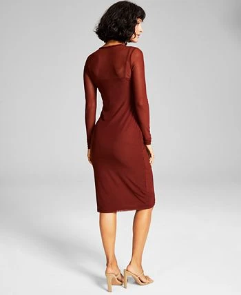And Now This Women's Mesh Slip-Lined Long Sleeve Midi Dress 2 And Now This Women's Mesh Slip-Lined Long Sleeve Midi Dress - Image 2