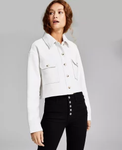 And Now This Women's Textured Button Front Cropped Shacket -Anne Klein Sales Store 22408769 fpx