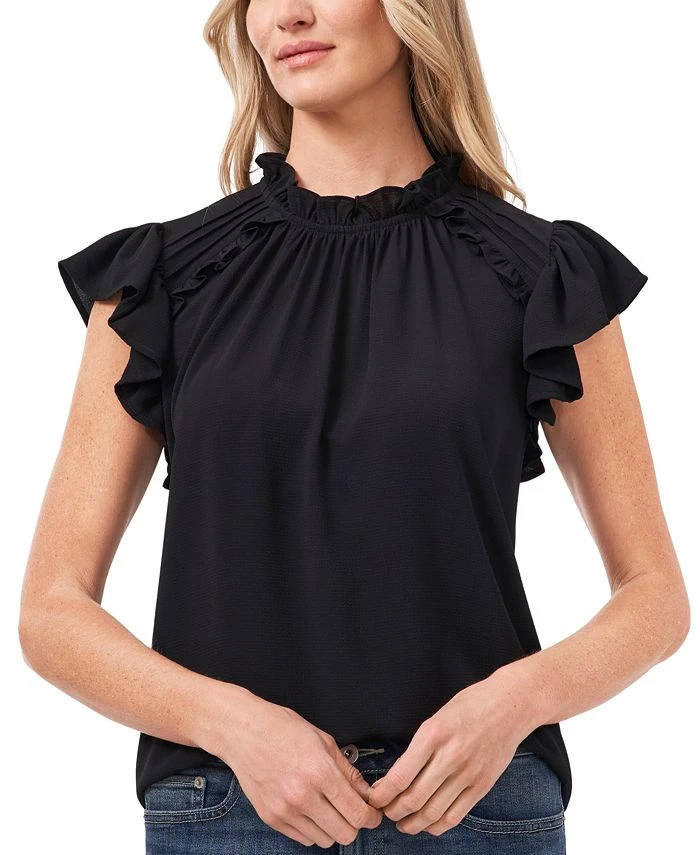 CeCe Women's Ruffled Flutter-Sleeve Short Sleeve Blouse 1 CeCe Women's Ruffled Flutter-Sleeve Short Sleeve Blouse