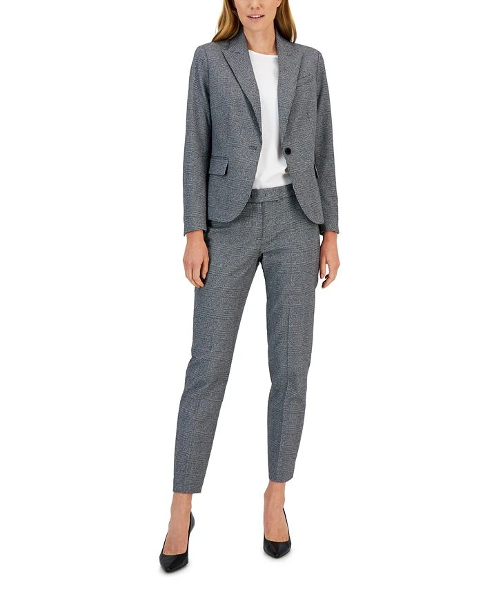 Anne Klein Women's Plaid One-Button Notch-Collar Pantsuit 1 Anne Klein Women's Plaid One-Button Notch-Collar Pantsuit
