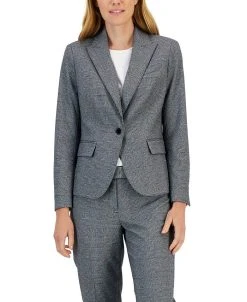 Anne Klein Women's Plaid One-Button Notch-Collar Pantsuit 12 Anne Klein Women's Plaid One-Button Notch-Collar Pantsuit -Anne Klein Sales Store 22410521 fpx