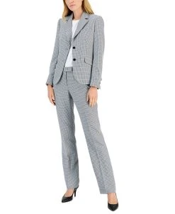 Anne Klein Women's Mini Houndstooth Two-Button Jacket & Flare-Leg Pants & Pencil Skirt