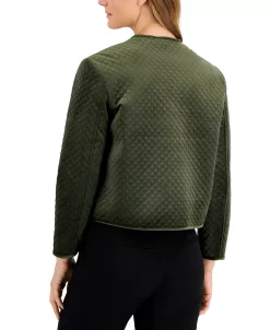 Anne Klein Women's Quilted Snap-Front Velvet Jacket -Anne Klein Sales Store 22412775 fpx