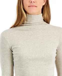 Anne Klein Women's Metallic Ribbed-Knit Turtleneck Top -Anne Klein Sales Store 22412837 fpx