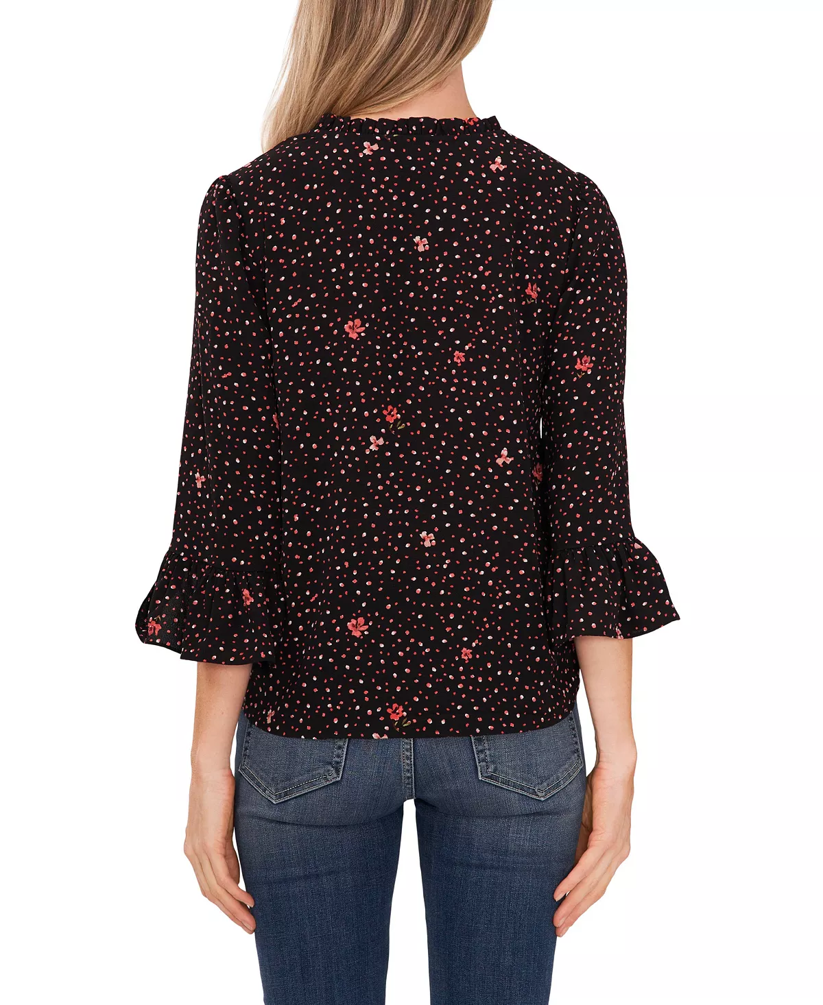 CeCe Women's Ditsy Ruffle Sleeve Blouse 2 CeCe Women's Ditsy Ruffle Sleeve Blouse - Image 2