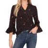 CeCe Women's Ditsy Ruffle Sleeve Blouse