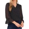 CeCe Women's Ruffled V-neck Polka Dot Blouse