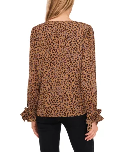 CeCe Women's Leopard Print Tie-Cuff Top -Anne Klein Sales Store 22417177 fpx