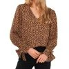 CeCe Women's Leopard Print Tie-Cuff Top