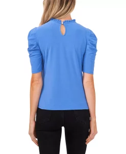 CeCe Women's Puff-Sleeve Ruffled-Neck Short Sleeve Knit Top -Anne Klein Sales Store 22417411 fpx