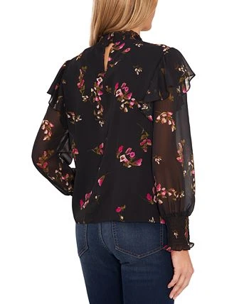 CeCe Women's Printed Smocked-Neck Top 2 CeCe Women's Printed Smocked-Neck Top - Image 2