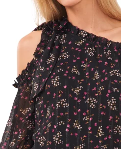 CeCe Women's Printed Cold-Shoulder Bow Blouse -Anne Klein Sales Store 22418109 fpx