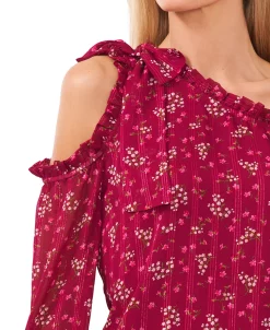 CeCe Women's Printed Cold-Shoulder Bow Blouse -Anne Klein Sales Store 22418117 fpx