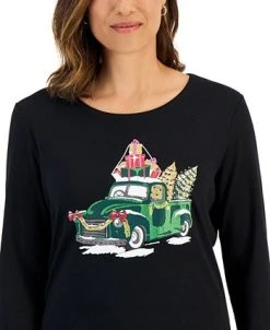 Karen Scott Women's Long-Sleeve Holiday Top, Created For Macy's -Anne Klein Sales Store 22419277 fpx