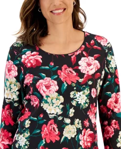 Karen Scott Women's Long-Sleeve Rose Print Top, Created For Macy's 7 Karen Scott Women's Long-Sleeve Rose Print Top, Created For Macy's -Anne Klein Sales Store 22419284 fpx
