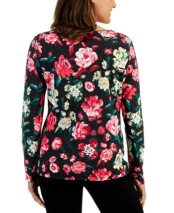 Karen Scott Women's Long-Sleeve Rose Print Top, Created For Macy's 2 Karen Scott Women's Long-Sleeve Rose Print Top, Created For Macy's - Image 2