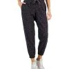 ID Ideology Petite Fleece Cheetah-Print Jogger Pants, Created For Macy's