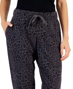 ID Ideology Petite Fleece Cheetah-Print Jogger Pants, Created For Macy's -Anne Klein Sales Store 22426379 fpx