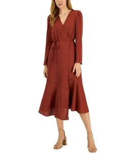 INC International Concepts Women's V-Neck Faux Wrap Dress, Created For Macy's