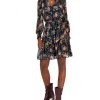 INC International Concepts Hiffon Printed Blouson-Sleeve Fit & Flare Dress, Created For Macy's