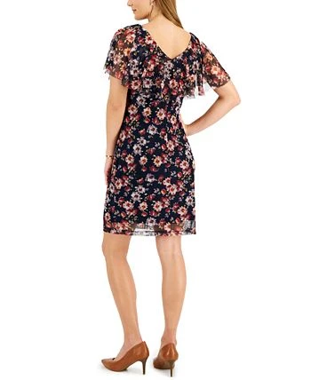 Connected Printed Popover-Cape Sheath Dress 2 Connected Printed Popover-Cape Sheath Dress - Image 2