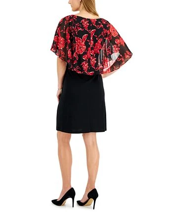 Connected Printed Popover-Cape A-Line Dress 2 Connected Printed Popover-Cape A-Line Dress - Image 2