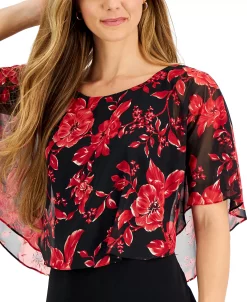 Connected Printed Popover-Cape A-Line Dress 8 Connected Printed Popover-Cape A-Line Dress -Anne Klein Sales Store 22443777 fpx