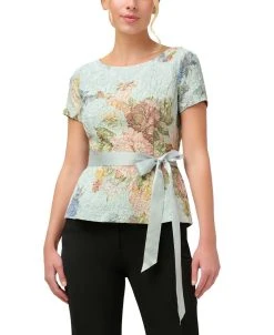 Adrianna Papell Women's Textured Floral-Print Top