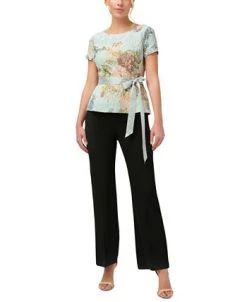 Adrianna Papell Women's Textured Floral-Print Top -Anne Klein Sales Store 22445850 fpx