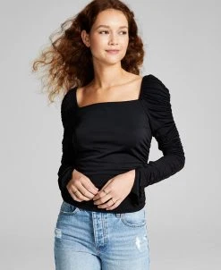 And Now This Women's Square-Neck Ruched-Sleeve Top