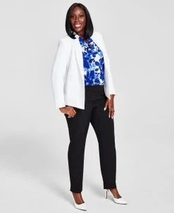 Kasper Women's Blazer, Printed Cowlneck Top & Slim Modern Trousers