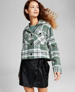 And Now This Women's Cropped Plaid Shacket -Anne Klein Sales Store 22466186 fpx