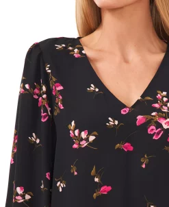 CeCe Women's Long Sleeve V-Neck Tie-Sleeve Blouse 6 CeCe Women's Long Sleeve V-Neck Tie-Sleeve Blouse -Anne Klein Sales Store 22466597 fpx