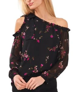 CeCe Women's Cold-Shoulder Bow Blouse