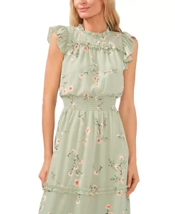 CeCe Women's Floral Print Smocked-Waist Midi Dress 8 CeCe Women's Floral Print Smocked-Waist Midi Dress -Anne Klein Sales Store 22468046 fpx