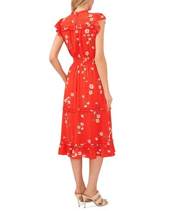 CeCe Women's Floral Print Smocked-Waist Midi Dress 2 CeCe Women's Floral Print Smocked-Waist Midi Dress - Image 2