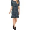 CeCe Women's Puffed Sleeve Printed Knit Dress