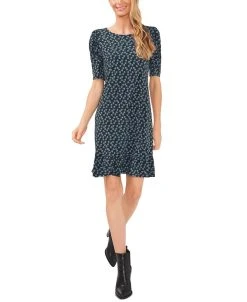 CeCe Women's Puffed Sleeve Printed Knit Dress