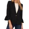 CeCe Women's Ruffle Sleeve Welt Pocket Blazer
