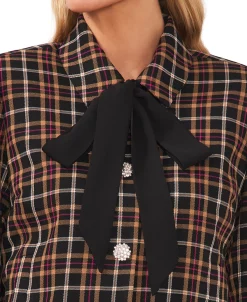 CeCe Women's Tie-Neck Long Sleeve Button-Up Jacket -Anne Klein Sales Store 22476806 fpx