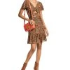 Michael Kors Women's Paisley-Print Keyhole Belted Flutter-Sleeve Dress