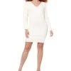Black Tape Women's Long Sleeve V-Neck Cable-Knit Sweater Dress