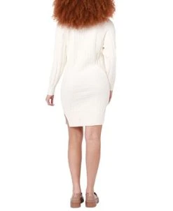 Black Tape Women's Long Sleeve V-Neck Cable-Knit Sweater Dress -Anne Klein Sales Store 22504425 fpx