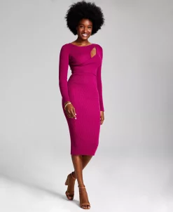 And Now This Women's Cutout Long-Sleeve Sweater Dress